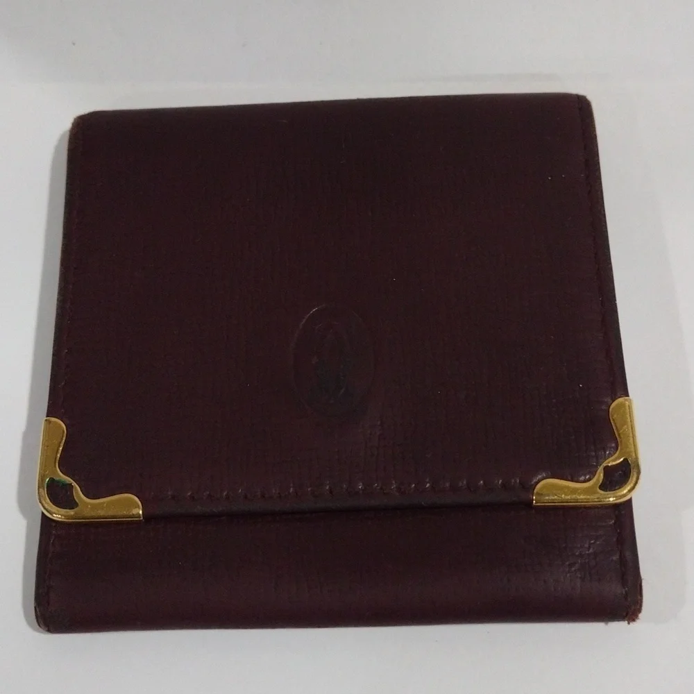 Cartier Brown Leather Coin Pouch – Gold Hardware Luxury Women’s 3.25 x 3.25-inch